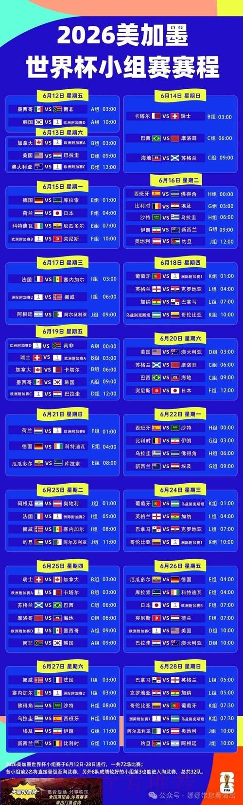 2026世界杯赛程完整版比赛时间表怎么看 2026世界杯赛程完整版比赛时间表怎么看